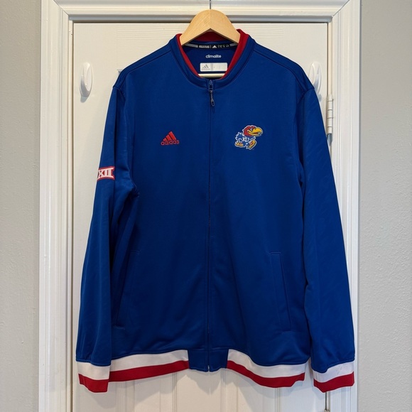 Kansas Jayhawks Adidas Jacket Basketball XII Warm Up Climalite Blue Men’s Large - Picture 1 of 8